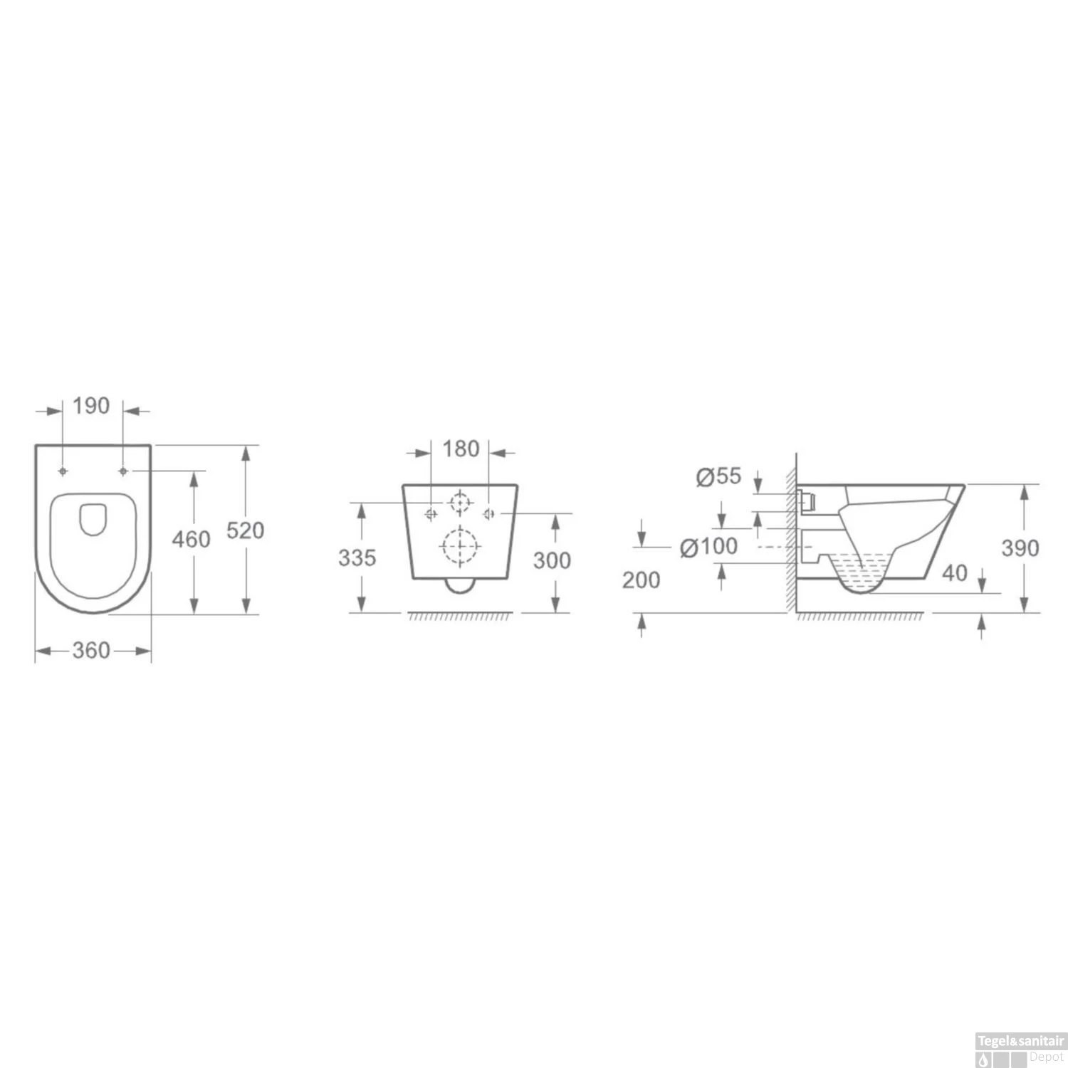 Wandcloset Wiesbaden Vesta Diepspoel Rimless Mat Wit ( Incl. Flatline Zitting Mat Zwart) 4 Wandcloset Wiesbaden Vesta Diepspoel Rimless Mat Wit ( Incl. Flatline Zitting Mat Zwart) - Afbeelding 4