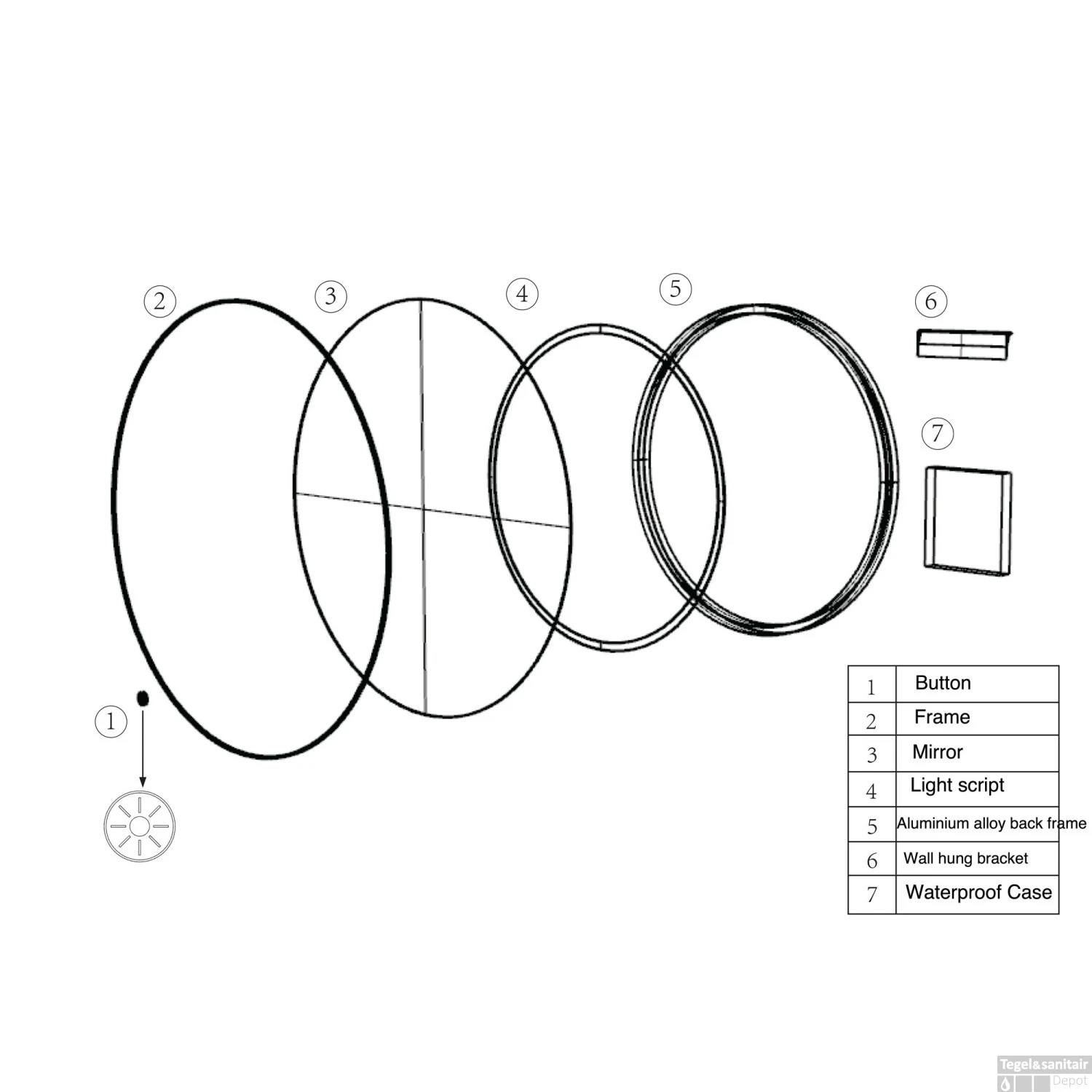 Ronde Spiegel Wiesbaden Novi Met LED, Dimbaar 100 Cm Mat Zwart 6 Ronde Spiegel Wiesbaden Novi Met LED, Dimbaar 100 Cm Mat Zwart - Afbeelding 6