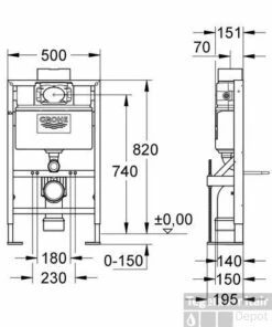 Grohe Rapid Sl Wc Element Vrijst.0,8 M. 5 Grohe Rapid Sl Wc Element Vrijst.0,8 M. -Thuis Badkamer 38279