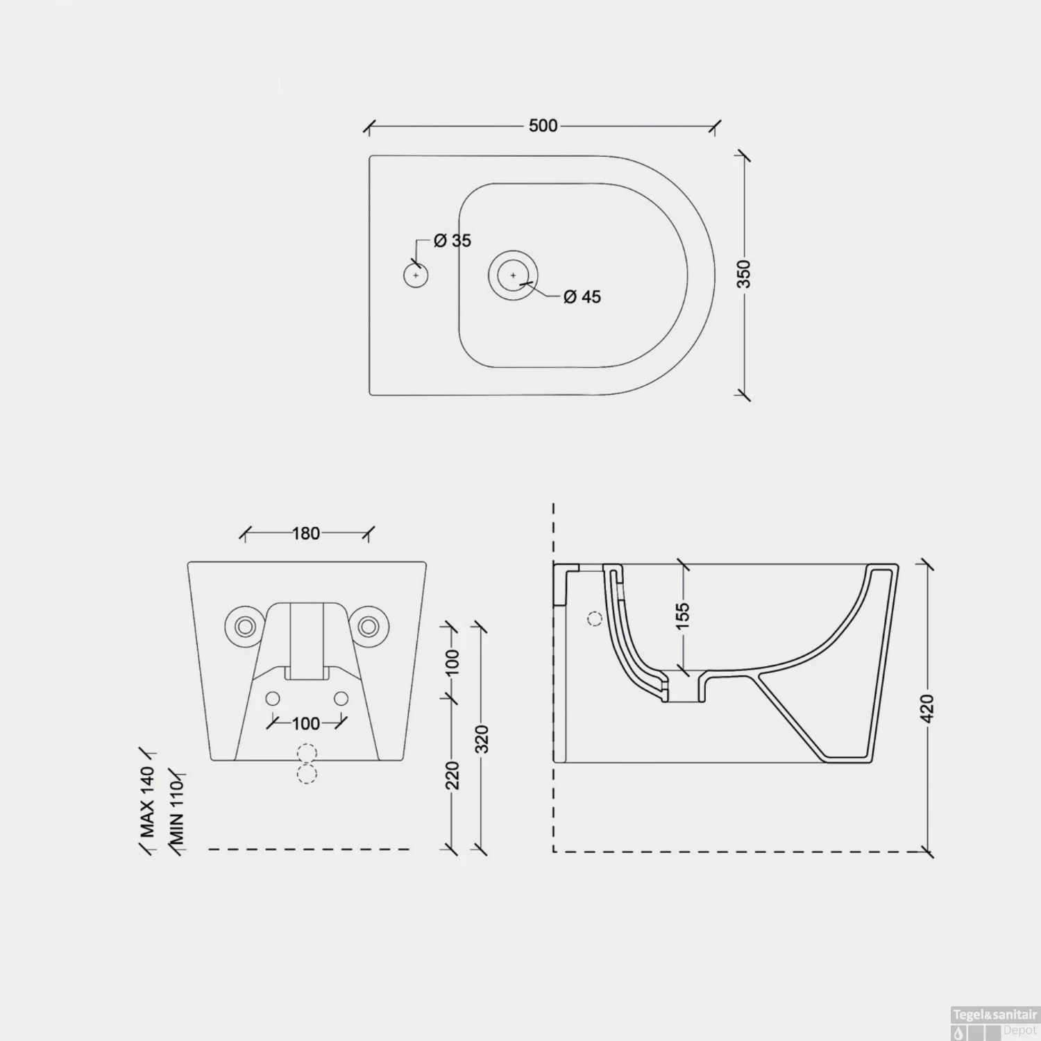 Bidet Salenzi Form Square Mat Legergroen (exclusief Kraan) 3 Bidet Salenzi Form Square Mat Legergroen (exclusief Kraan) - Afbeelding 3
