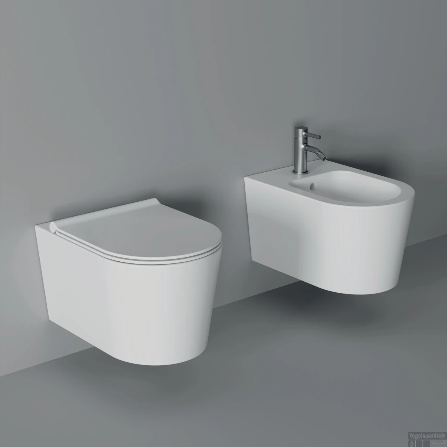 Bidet Salenzi Form Square Mat Antraciet (exclusief Kraan) - Afbeelding 2