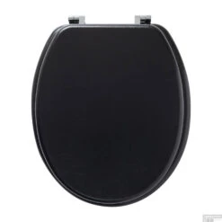 Thuis Badkamer -Thuis Badkamer 4008912525402 toiletzitting tiger leatherlook hout zwart sfeer