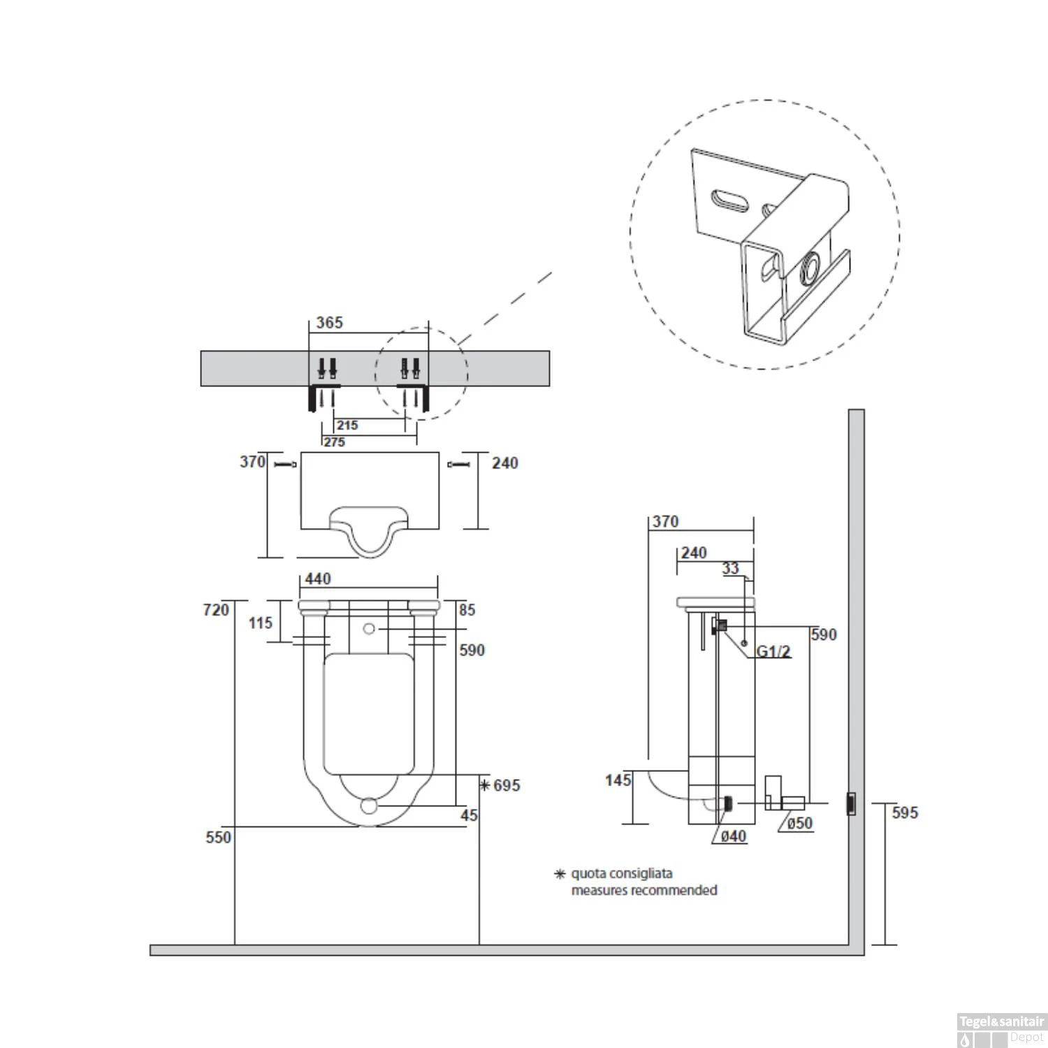 Urinoir Sapho Waldorf 44x72x37 Cm Keramiek Wit 5 Urinoir Sapho Waldorf 44x72x37 Cm Keramiek Wit - Afbeelding 5