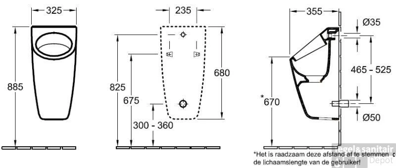 Villeroy & Boch Architectura Urinoir Rond / Met Sifon/incl.bev. Wit 2 Villeroy & Boch Architectura Urinoir Rond / Met Sifon/incl.bev. Wit - Afbeelding 2