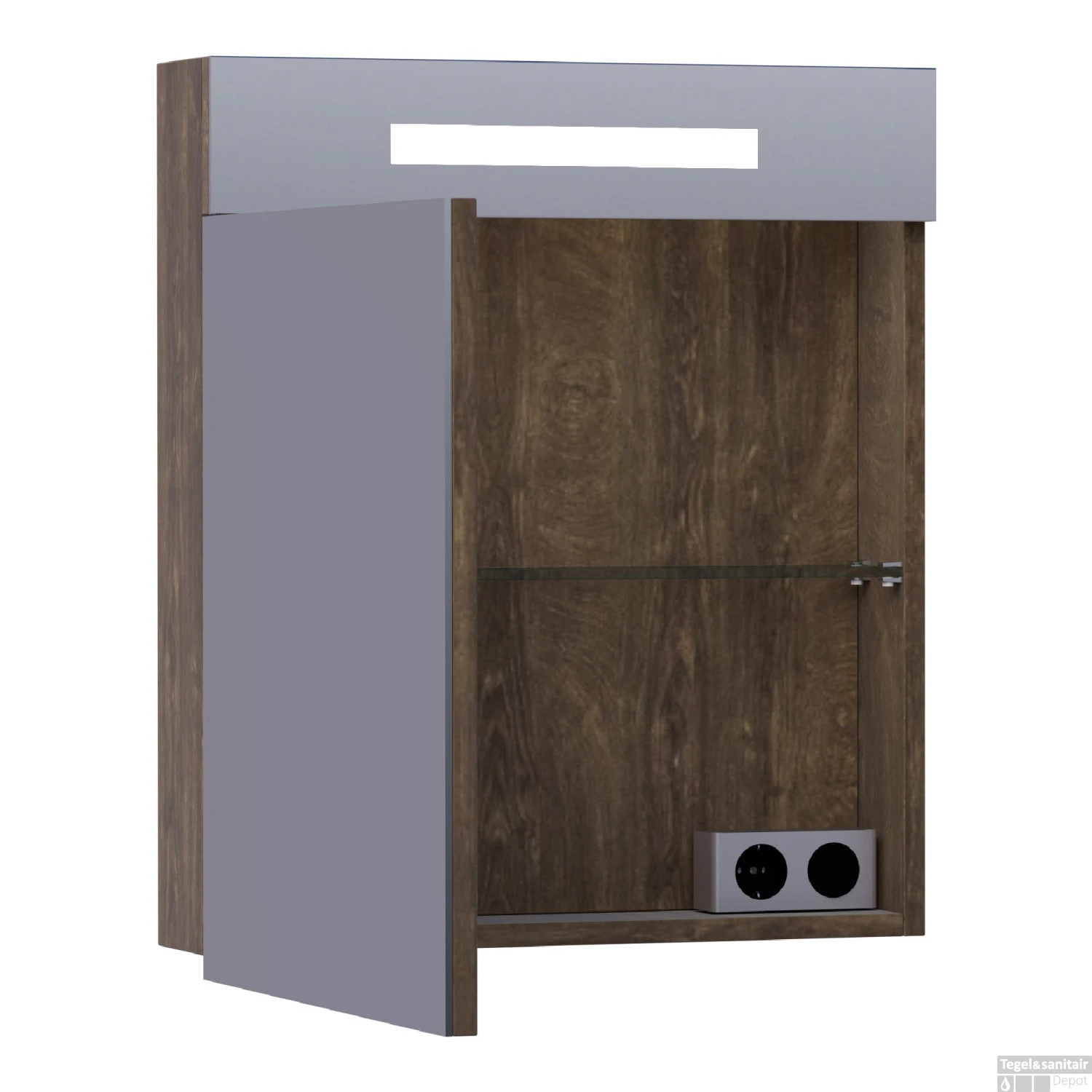 Spiegelkast 2.0 Exclusive Line 60cm Linksdraaiend Burned Bark 2 Spiegelkast 2.0 Exclusive Line 60cm Linksdraaiend Burned Bark - Afbeelding 2