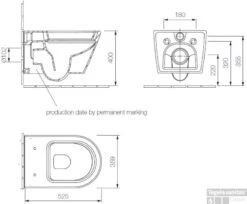 B&w-luxury Fortuna 2 Wandcloset Diepspoel Wit -Thuis Badkamer 75942