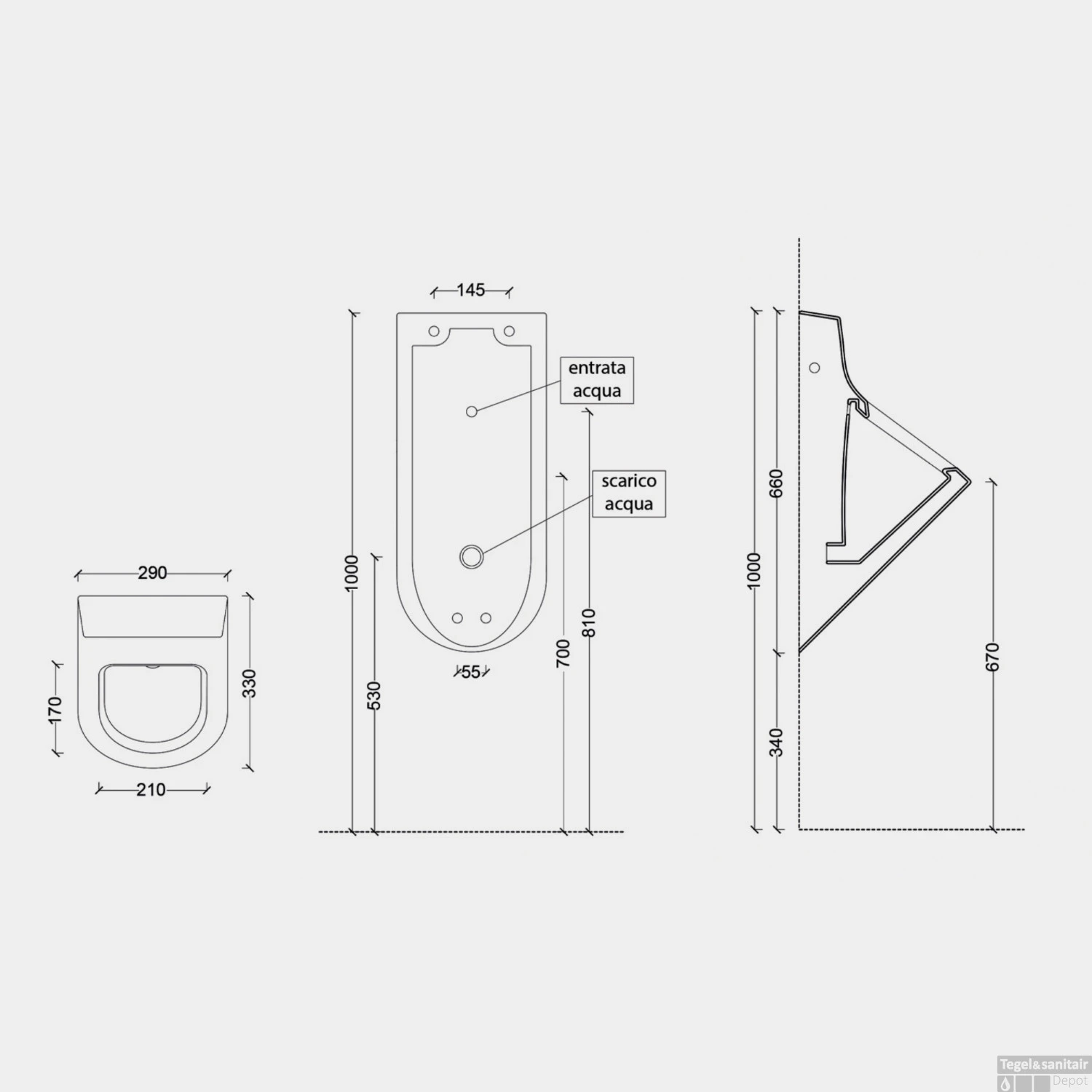 Urinoir Salenzi Hung Achterinlaat Mat Wit 3 Urinoir Salenzi Hung Achterinlaat Mat Wit - Afbeelding 3
