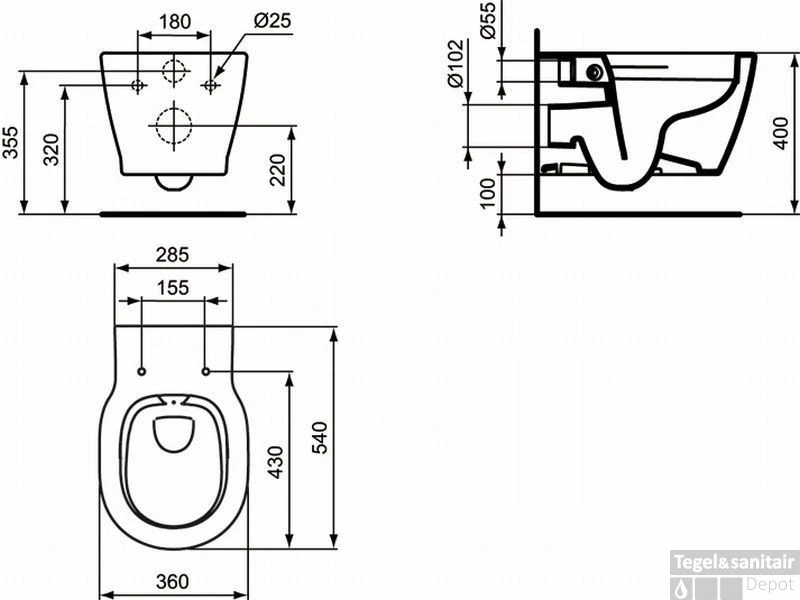Ideal Standard Connect Wandcloset 54 Cm. Randloos Idealplus Wit 3 Ideal Standard Connect Wandcloset 54 Cm. Randloos Idealplus Wit - Afbeelding 3