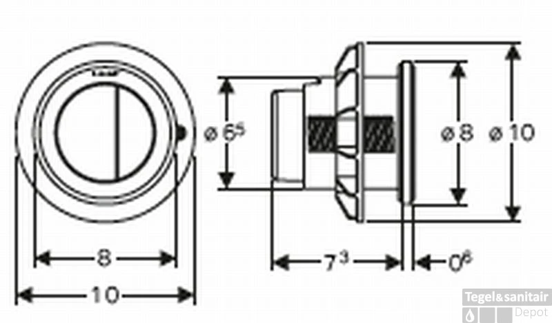 Geberit Type 10 2-knops Pneumatische Meubeldrukker Chroom-wit 2 Geberit Type 10 2-knops Pneumatische Meubeldrukker Chroom-wit - Afbeelding 2