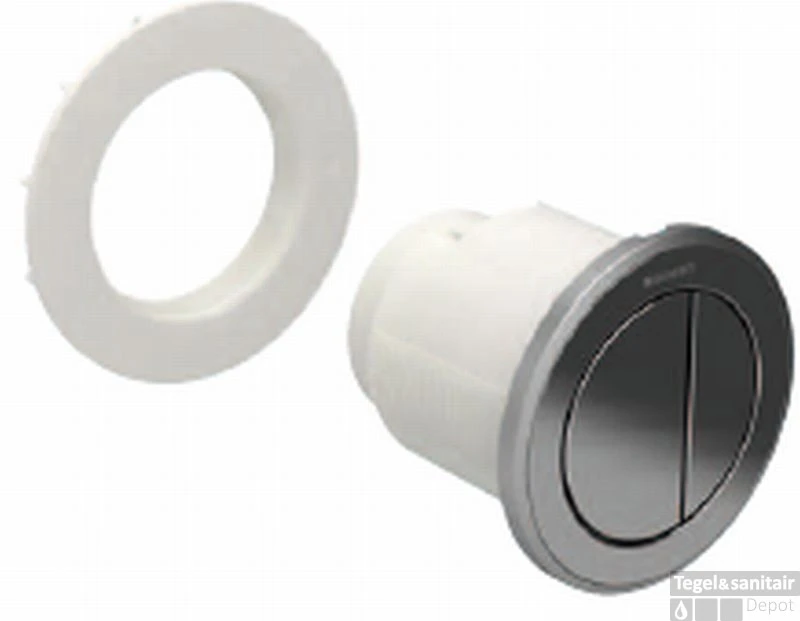 Geberit Type 10 2-knops Pneumatische Meubeldrukker Chroom-wit 1 Geberit Type 10 2-knops Pneumatische Meubeldrukker Chroom-wit