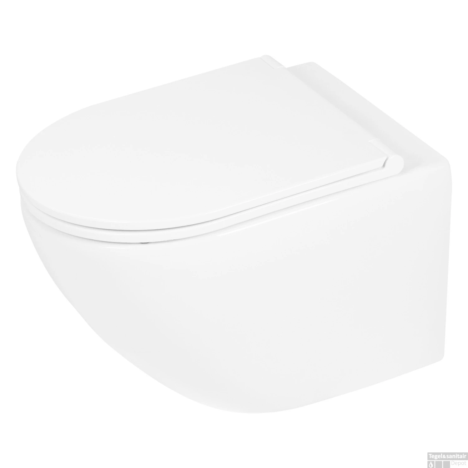 Wandtoilet Differnz Met PK Uitgang Rimless Inclusief Toiletbril Glans Wit - Afbeelding 3