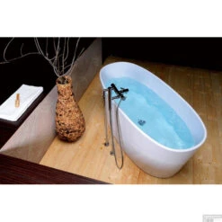 Vrijstaand Bad Sapho Tess Gegoten Marmer 157x70x67 Cm Wit -Thuis Badkamer 99613 vrijstaand bad sapho tess marmer 157x70x67 cm wit 2