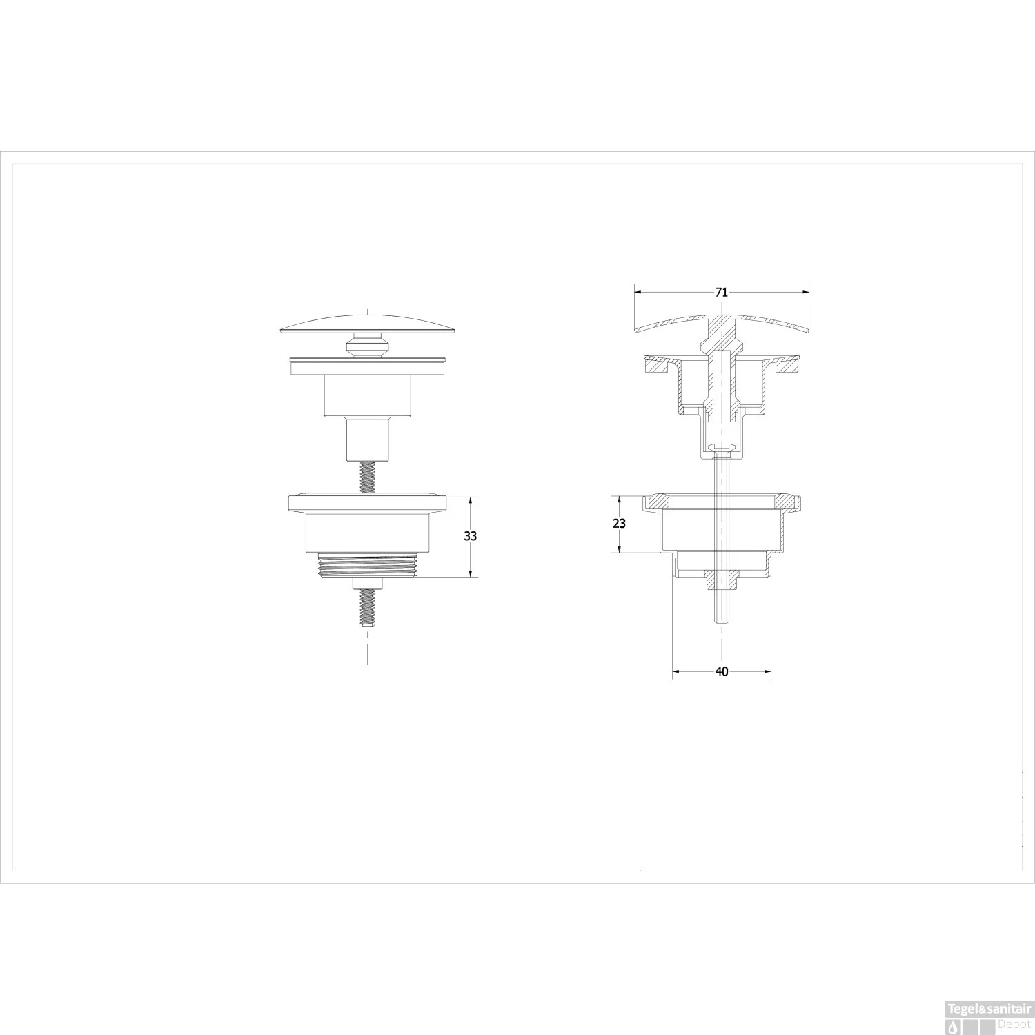 Afvoerplug INK Stop En Go Mat Zwart 2 Afvoerplug INK Stop En Go Mat Zwart - Afbeelding 2