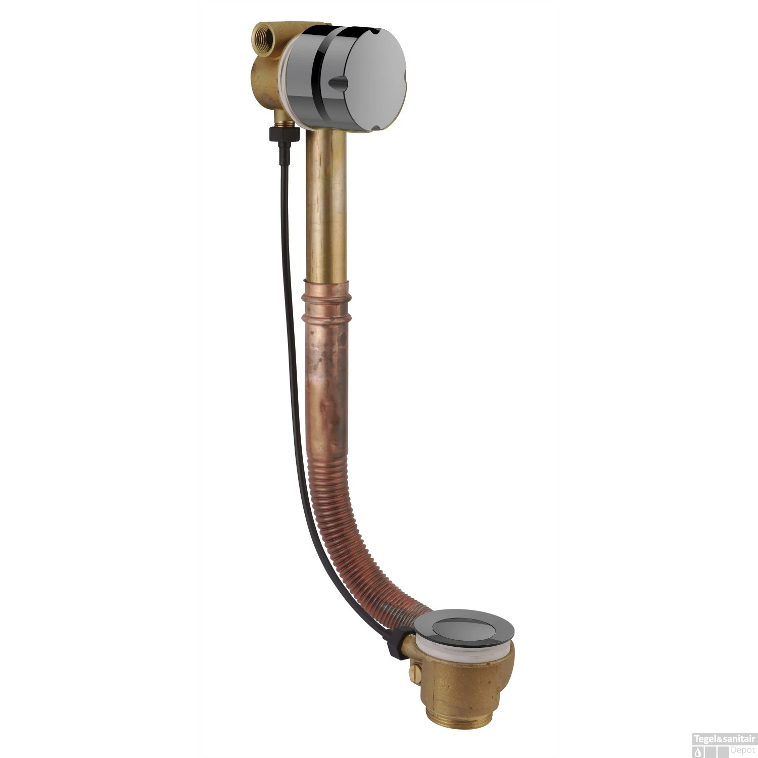 Badafvoer Met Vulcombinatie Salenzi Giro Gegalvaniseerd Messing Zwart Chroom ø48 Mm