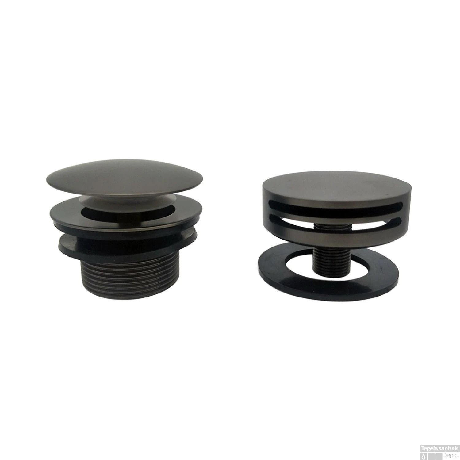 Badafvoerplug Afbouwdeel Set Boss Wessing Tbv Badoverloopcombinatie Met Vulfunctie Rond Gunmetal