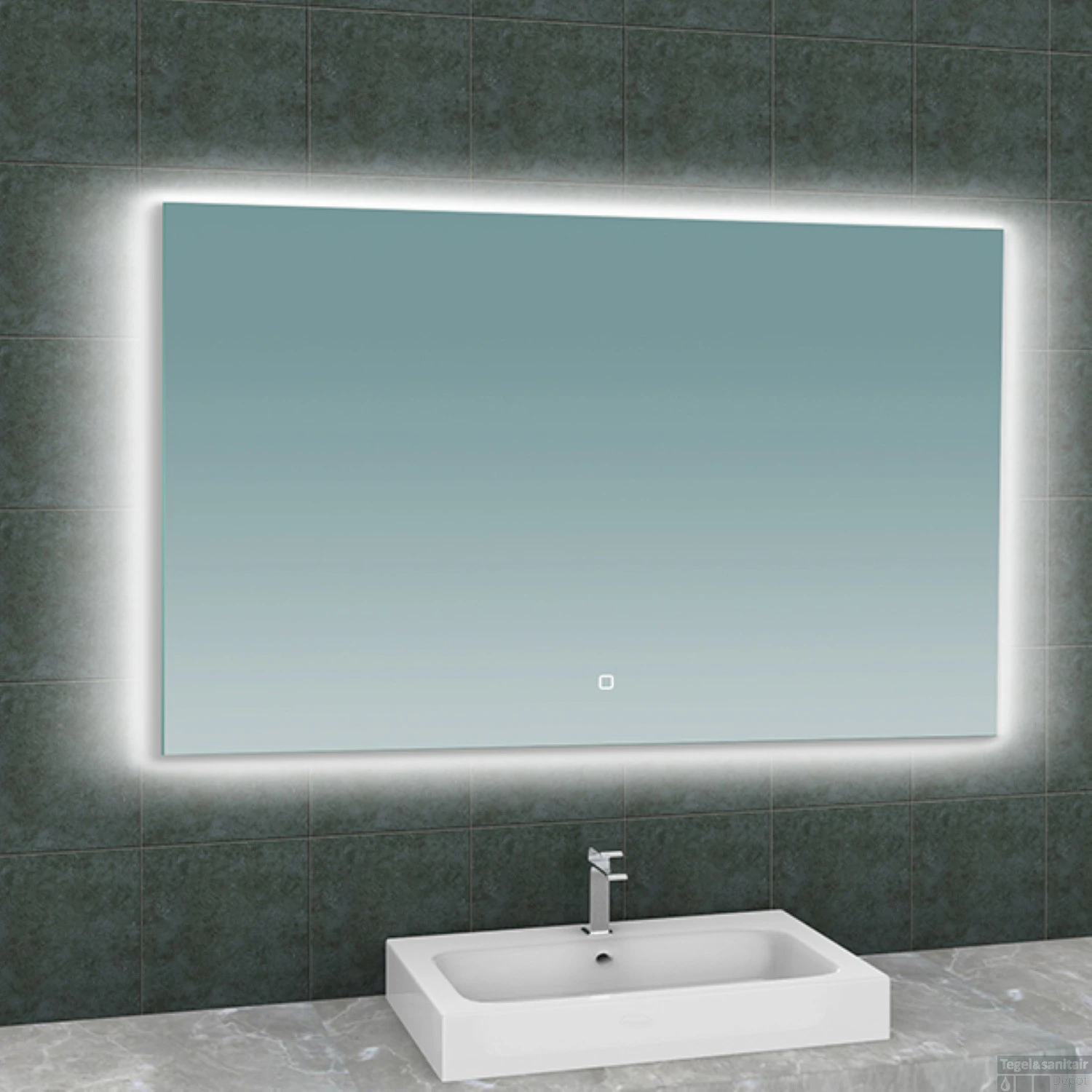 Badkamerspiegel Boss & Wessing Luc Rechthoek Inclusief LED Verlichting Backlight 120 Cm