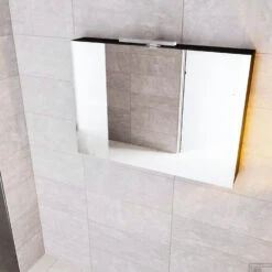 Spiegelkast Boss & Wessing Cube 100x70x16 Cm Mat Zwart Urban (2 Deuren) -Thuis Badkamer badkamerspiegel bws cube 100 cm mat zwart sfeer1