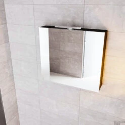 Spiegelkast Boss & Wessing Cube 80x70x16 Cm Mat Zwart Urban -Thuis Badkamer badkamerspiegel bws cube 80 cm mat zwart sfeer1