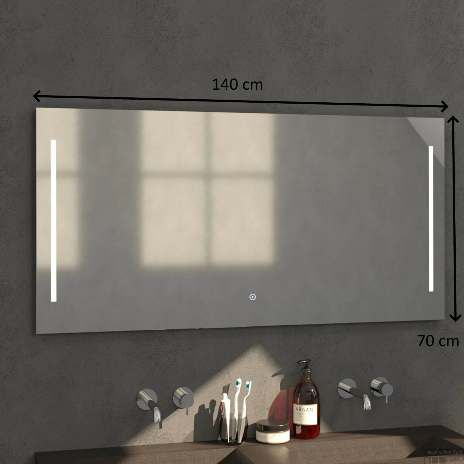 Badkamerspiegel Met LED Verlichting Sanitop Deline 140x70x3 Cm 2 Badkamerspiegel Met LED Verlichting Sanitop Deline 140x70x3 Cm - Afbeelding 2