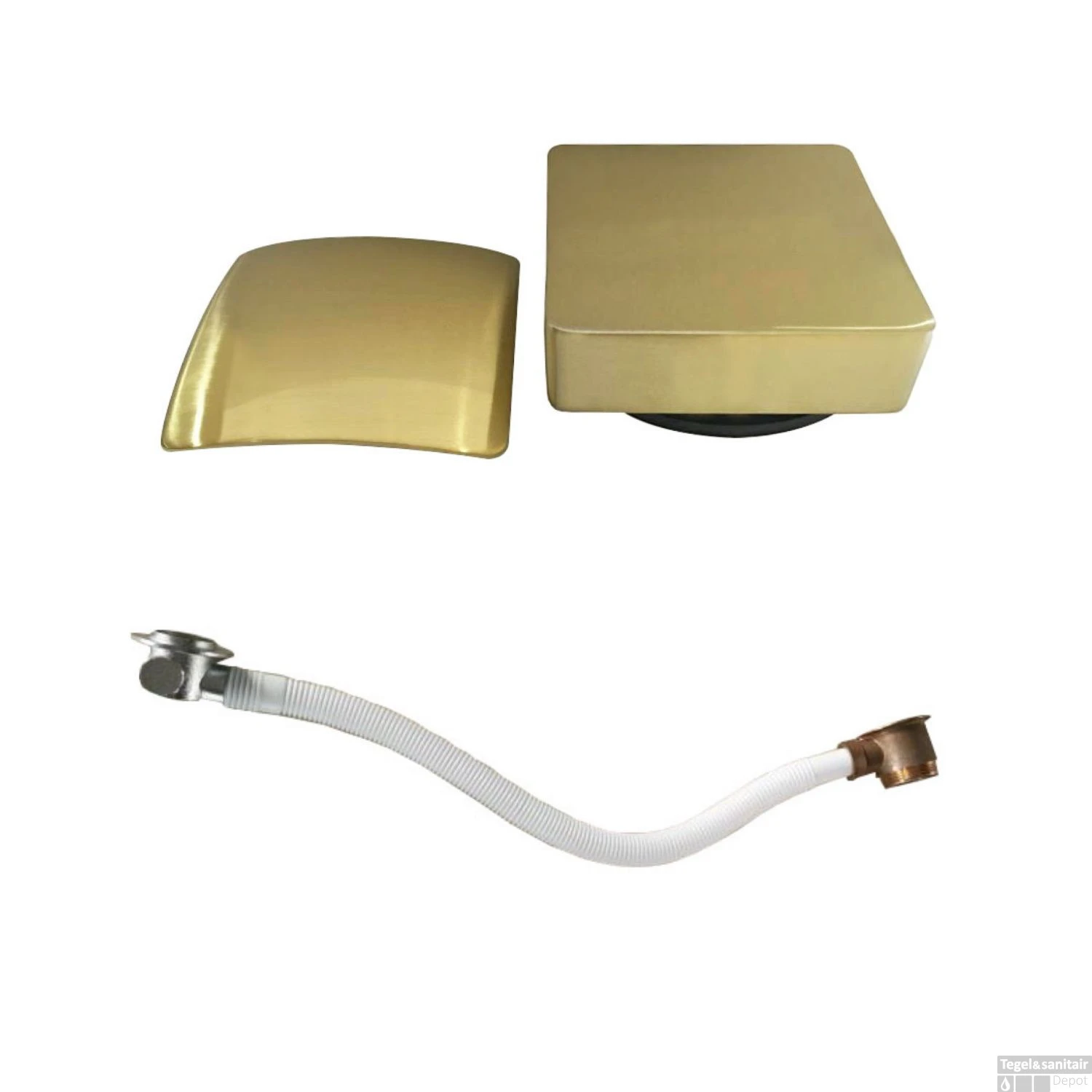 Badvulcombinatie Wiesbaden Vierkant Geborsteld Messing Goud 2 Badvulcombinatie Wiesbaden Vierkant Geborsteld Messing Goud - Afbeelding 2
