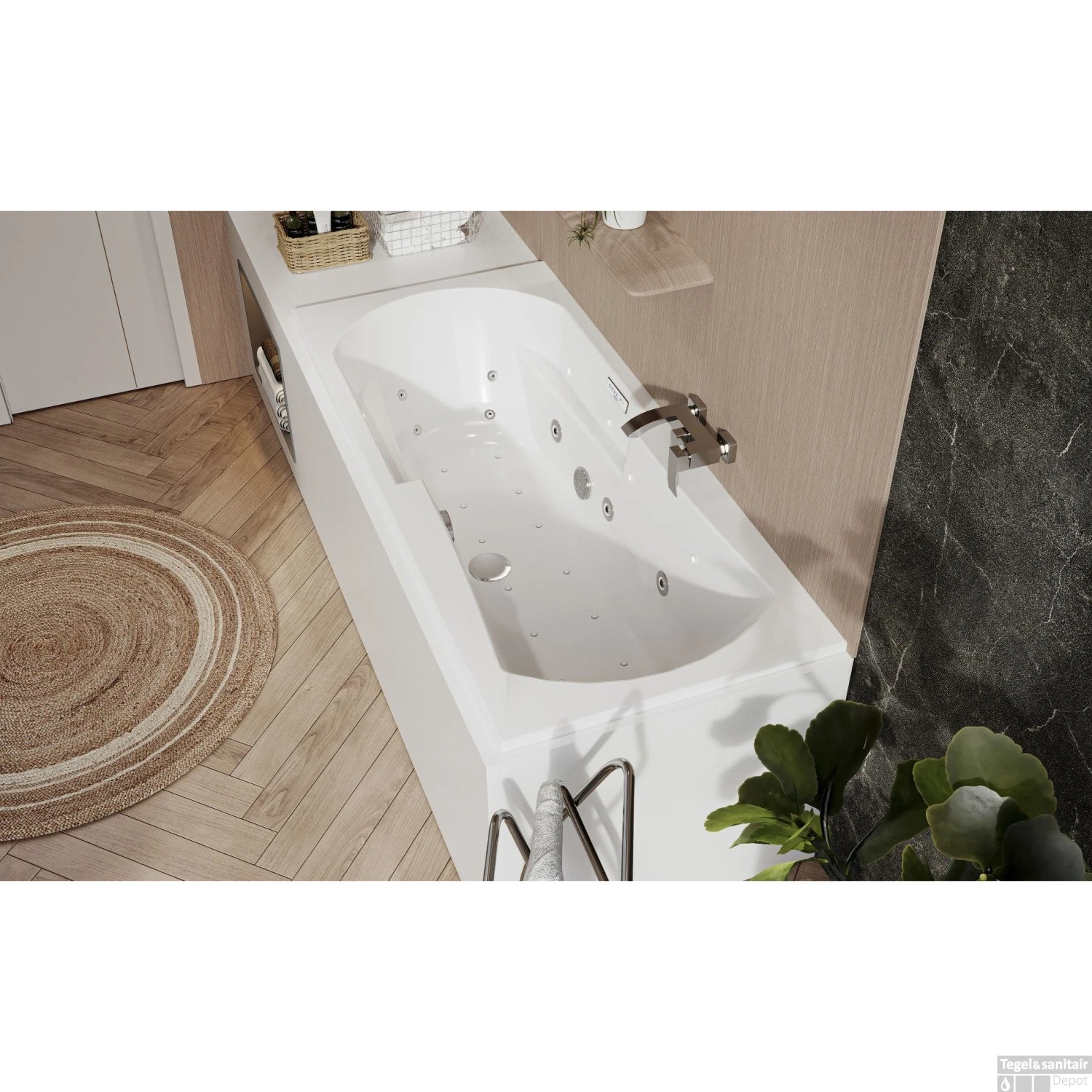 Whirlpoolbad Allibert Namea Intensea 170x75x53 Cm Incl. Poten Wit 2 Whirlpoolbad Allibert Namea Intensea 170x75x53 Cm Incl. Poten Wit - Afbeelding 2