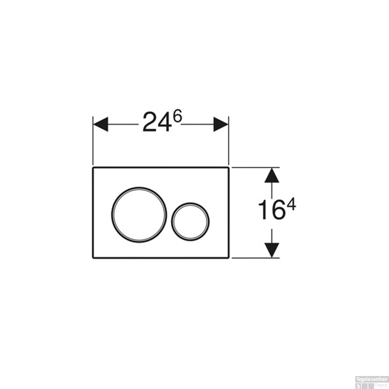 Bedieningsplaat Geberit Sigma 20 DF Met Gepolijste Designringen Geborsteld RVS - Afbeelding 2