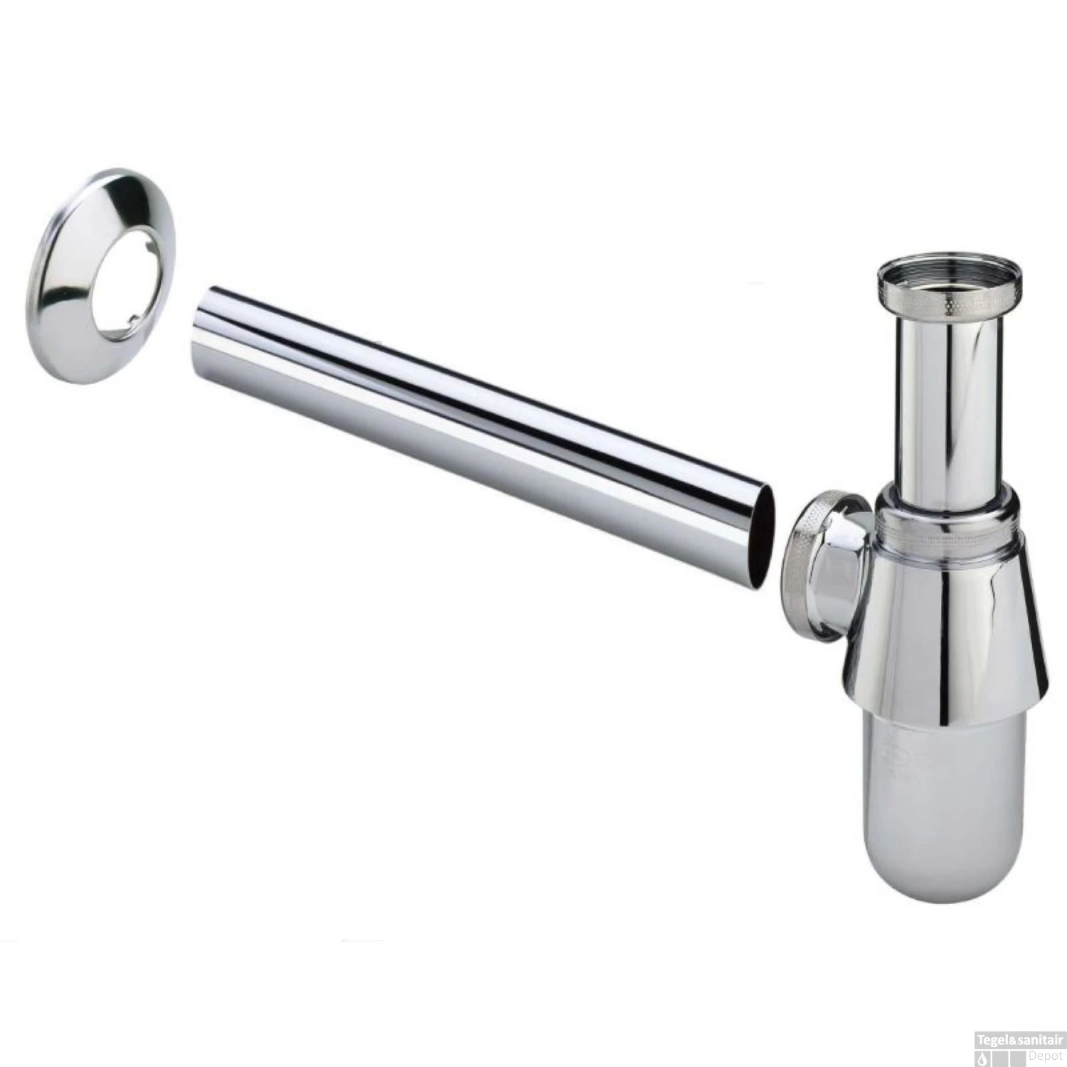 BWS Bekersifon Chroom Rond Inclusief Muurbuis En Rozet 5/4 X 32mm 1 BWS Bekersifon Chroom Rond Inclusief Muurbuis En Rozet 5/4 X 32mm