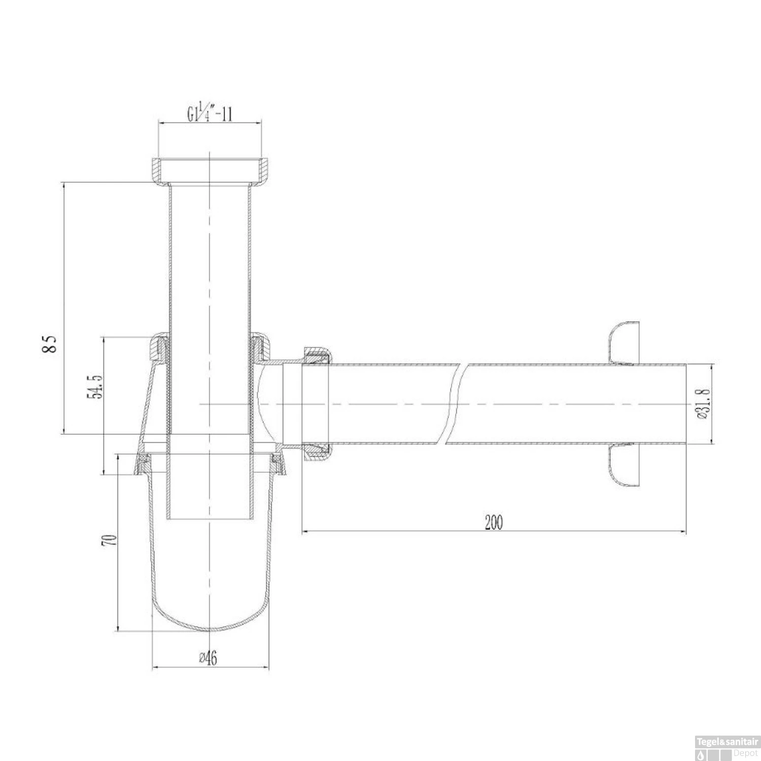 BWS Bekersifon Chroom Rond Inclusief Muurbuis En Rozet 5/4 X 32mm 9 BWS Bekersifon Chroom Rond Inclusief Muurbuis En Rozet 5/4 X 32mm - Afbeelding 9
