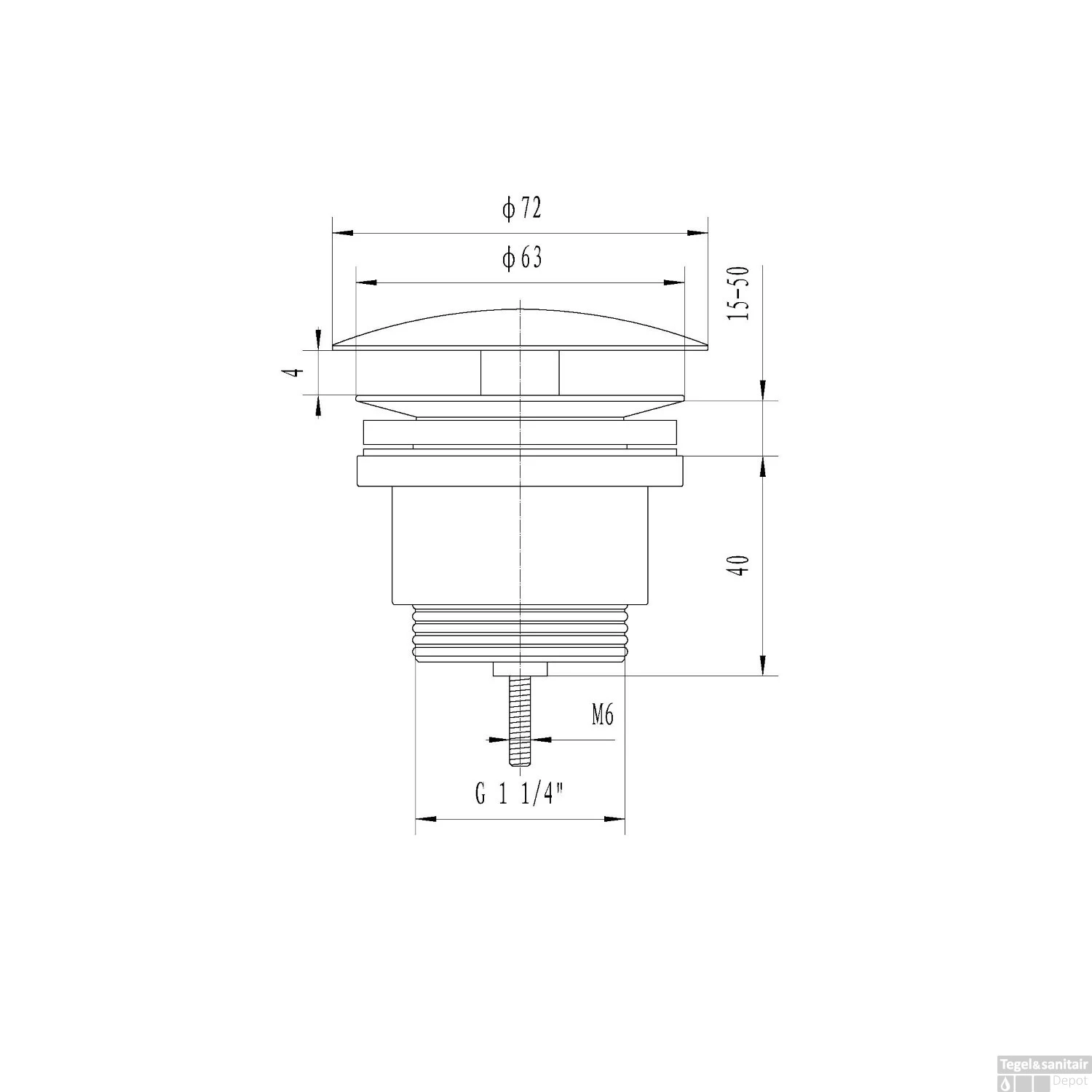 BWS Waste 5/4 Laag Vaste Waste Chroom 2 BWS Waste 5/4 Laag Vaste Waste Chroom - Afbeelding 2