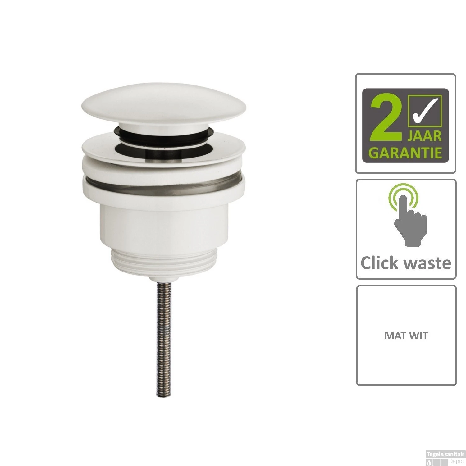 BWS Clickwaste Luxe Laag 5/4" Mat Wit 1 BWS Clickwaste Luxe Laag 5/4" Mat Wit