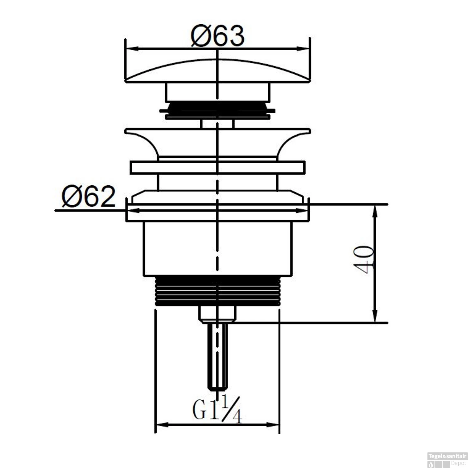BWS Clickwaste Luxe Laag 5/4" Mat Wit 3 BWS Clickwaste Luxe Laag 5/4" Mat Wit - Afbeelding 3