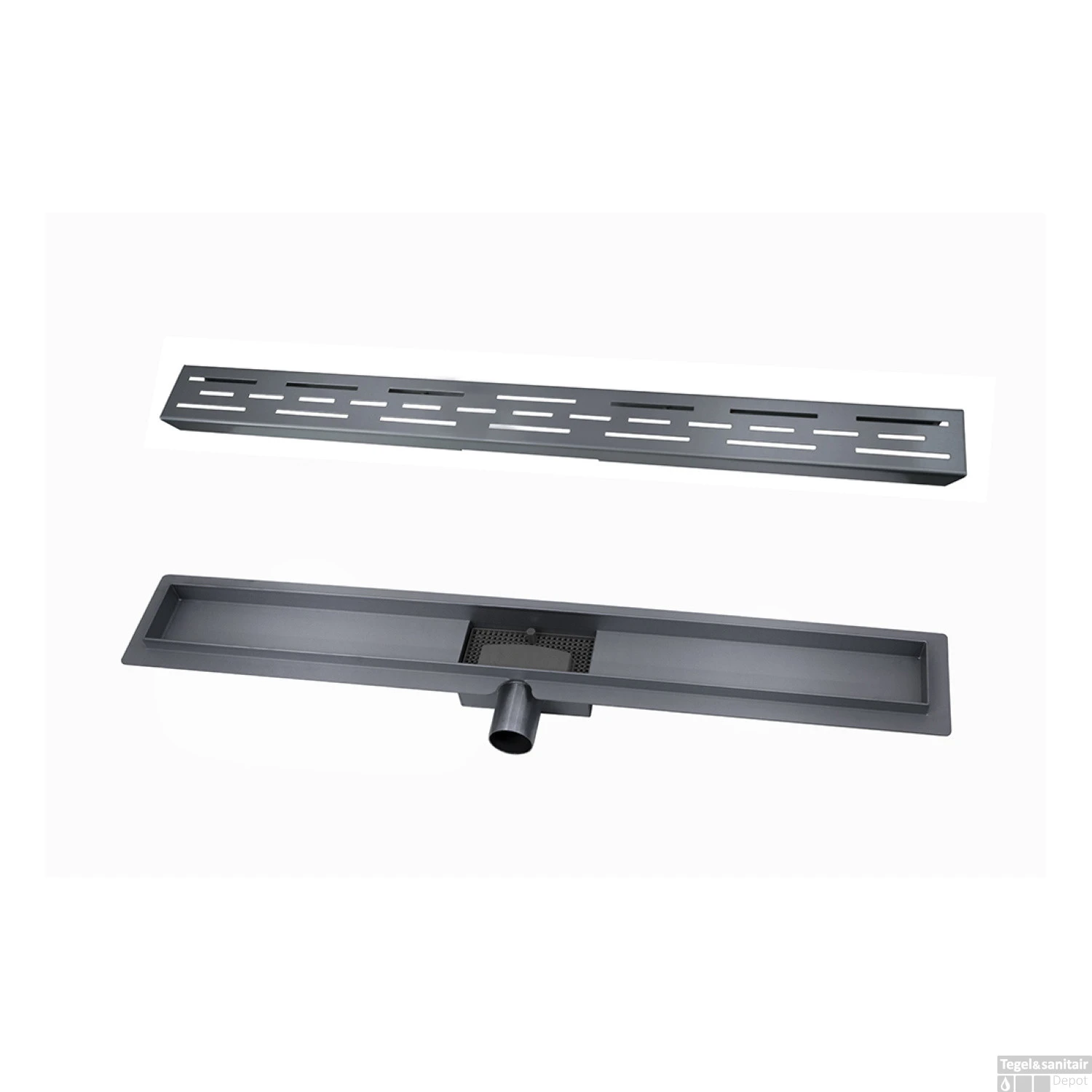 BWS Douchegoot Flens Met Uitneembare Haarfilter 100x7x6.7 Cm Gunmetal - Afbeelding 2