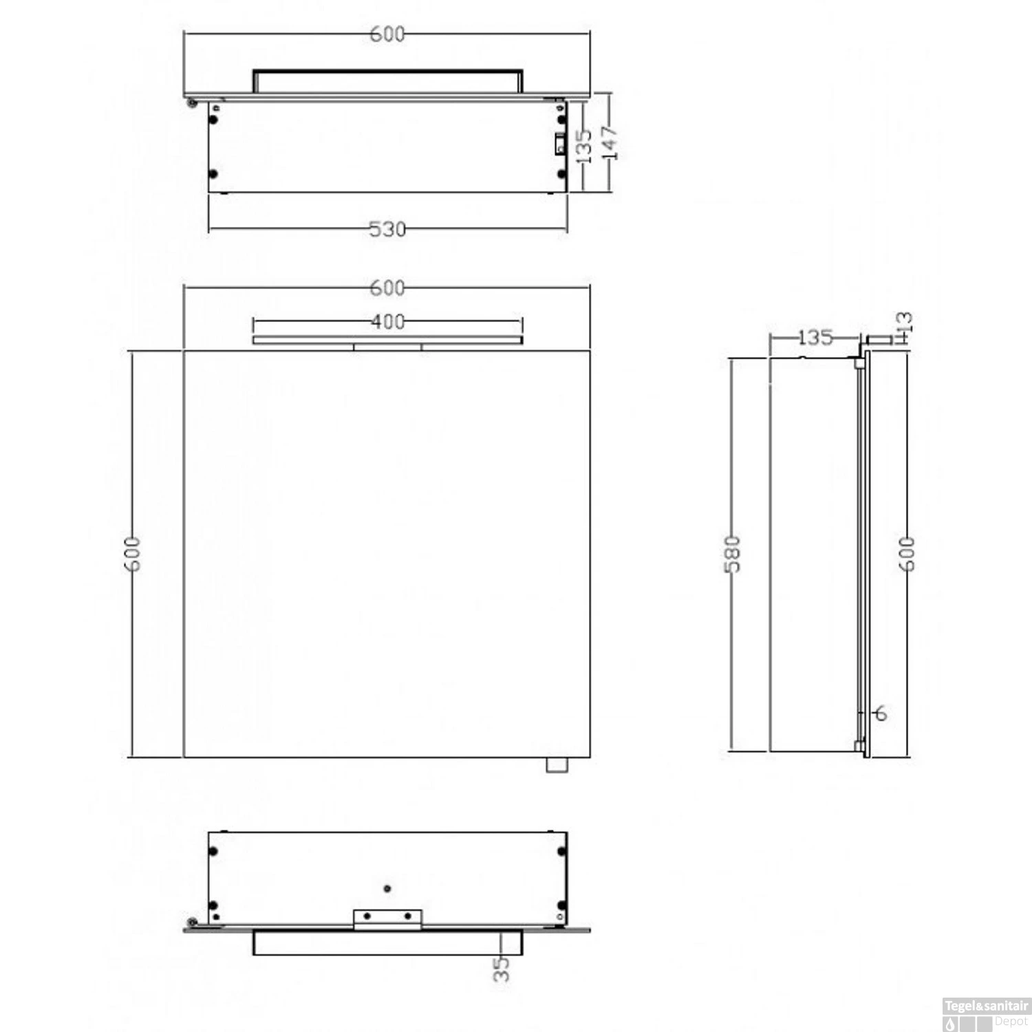 BWS LED Spiegelkast Luxe Aluminium 60x60x14 Cm 3 BWS LED Spiegelkast Luxe Aluminium 60x60x14 Cm - Afbeelding 3