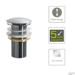 BWS Luxe Clickwaste Lang Model 6.5 Cm 5/4 Chroom