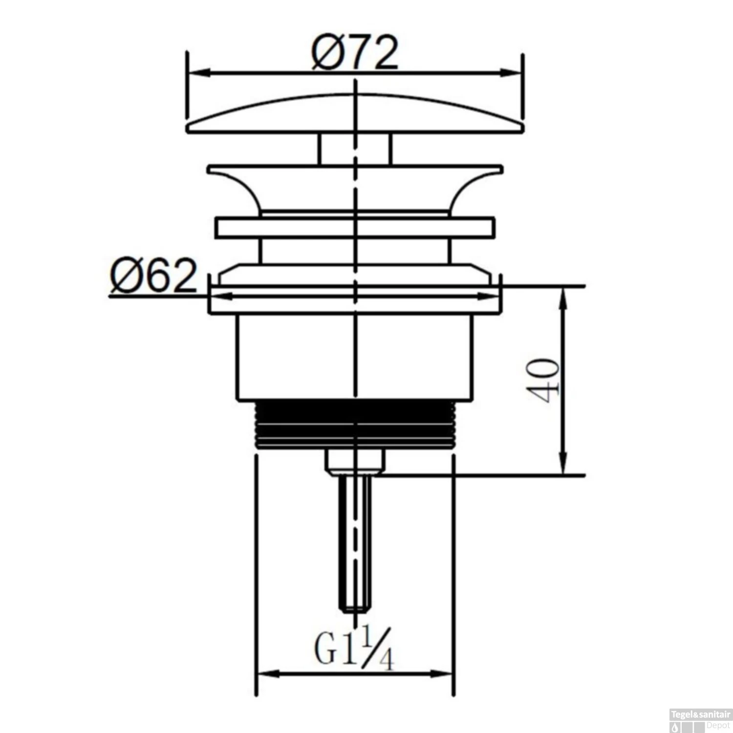 BWS Luxe Vaste Waste Niet Afsluitbaar 5/4 Verstelbaar RVS 3 BWS Luxe Vaste Waste Niet Afsluitbaar 5/4 Verstelbaar RVS - Afbeelding 3