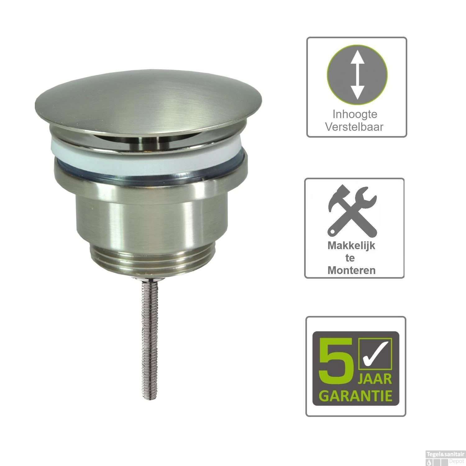 BWS Luxe Vaste Waste Niet Afsluitbaar 5/4 Verstelbaar RVS 1 BWS Luxe Vaste Waste Niet Afsluitbaar 5/4 Verstelbaar RVS