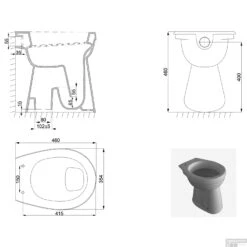 BWS Toiletpot Staand | Vlakspoel | Verhoogd 6 AO | Wit -Thuis Badkamer bws toiletpot staand verhoogd 6 ao wit tech 2