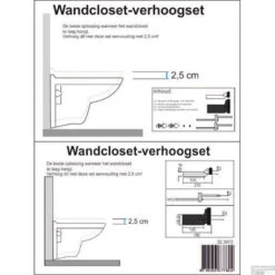BWS Wandcloset-Verhoogset Tbv Inbouwreservoir Compleet Zwart -Thuis Badkamer bws wandcloset verhoogset tbv inbouwreservoir compleet zwart tech