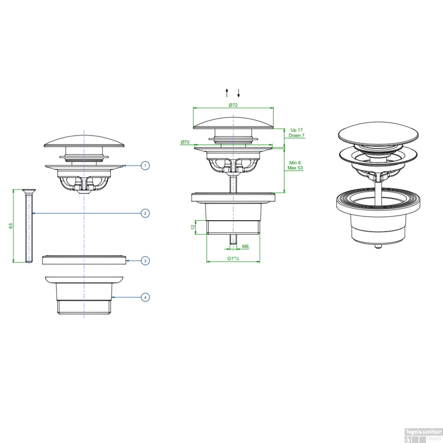 Clickwaste Luca Sanitair Voor Vasca Baden Mat Wit 2 Clickwaste Luca Sanitair Voor Vasca Baden Mat Wit - Afbeelding 2