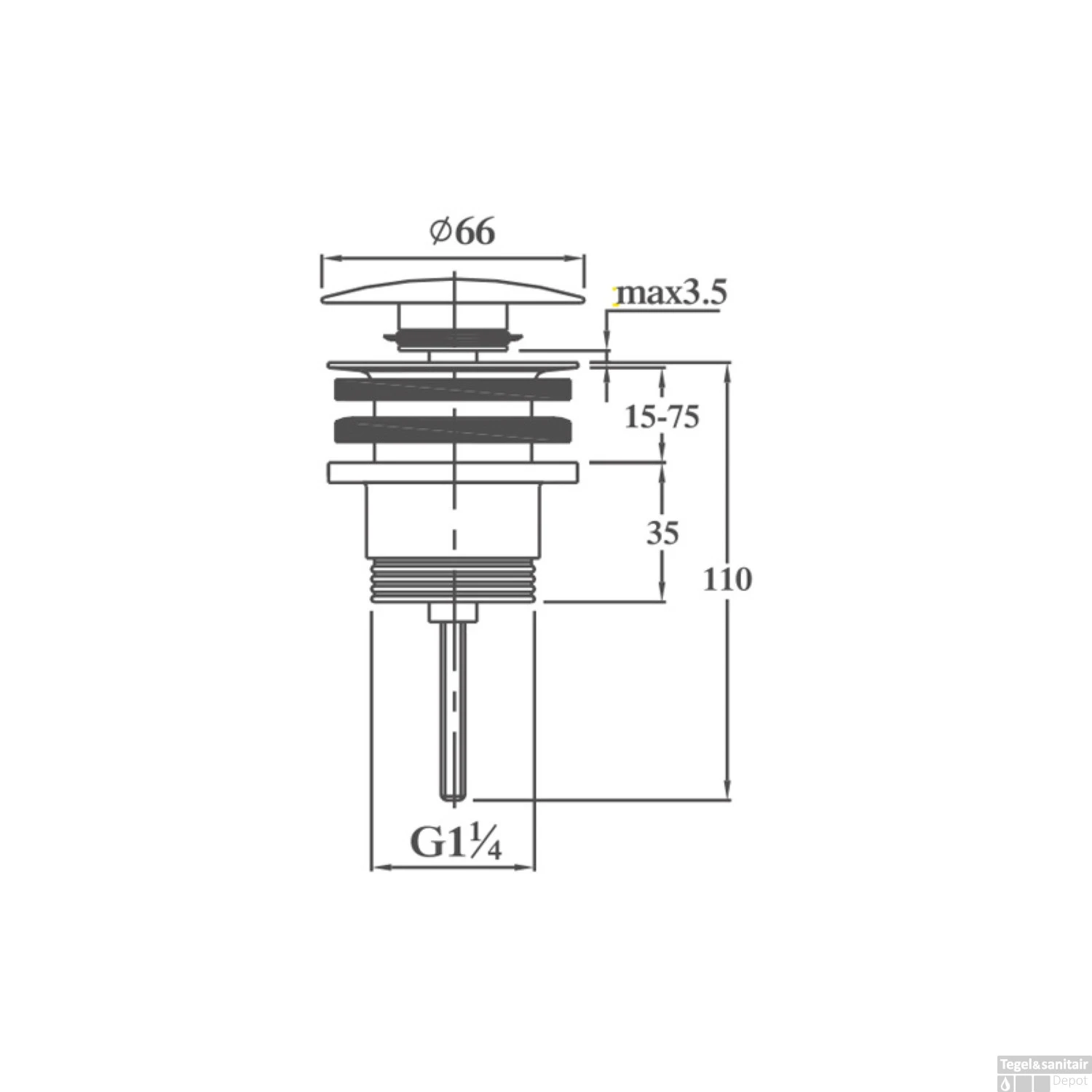 Clickwaste Sanilux Messing Goud 2 Clickwaste Sanilux Messing Goud - Afbeelding 2
