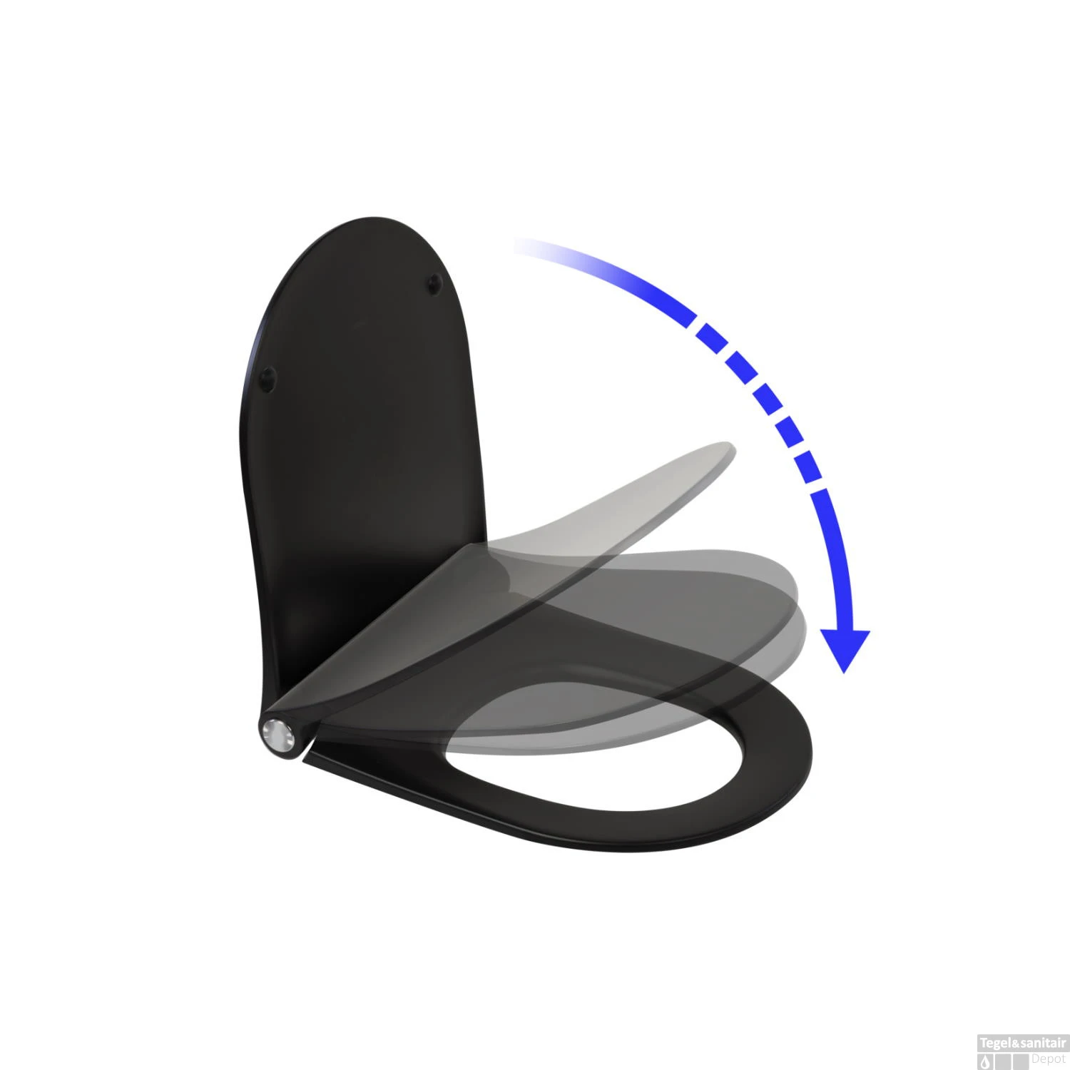 Closetzitting Plieger Kansas By Pressalit Slim Met Lift-off En Softclose Mat Zwart - Afbeelding 3