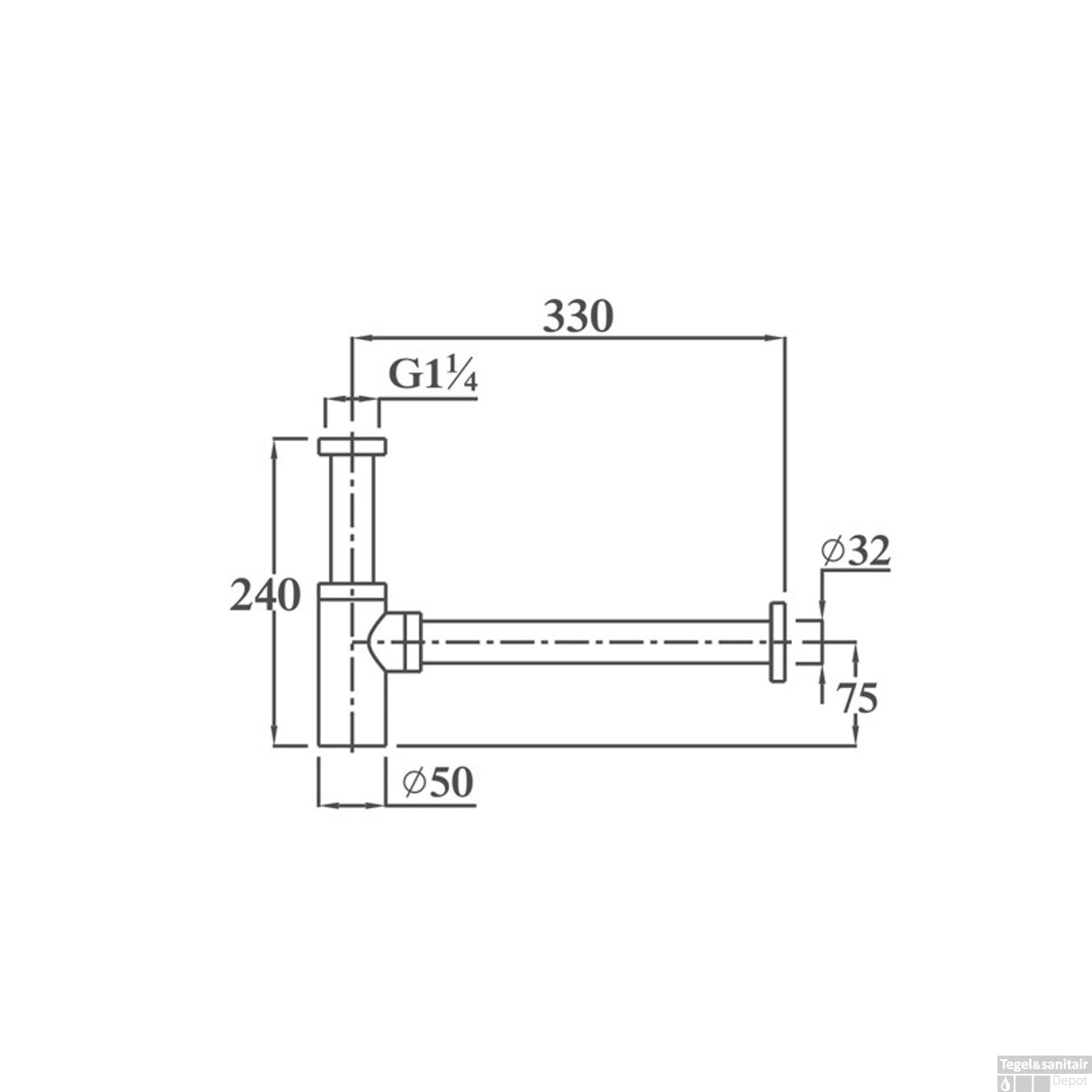 Design Sifon Sanilux 33x24 Cm Brons Geborsteld 2 Design Sifon Sanilux 33x24 Cm Brons Geborsteld - Afbeelding 2