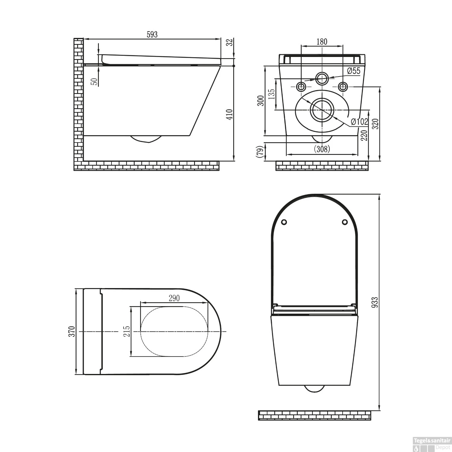 Douche WC Wiesbaden Vesta-ECO Randloos Wandcloset Wit 3 Douche WC Wiesbaden Vesta-ECO Randloos Wandcloset Wit - Afbeelding 3