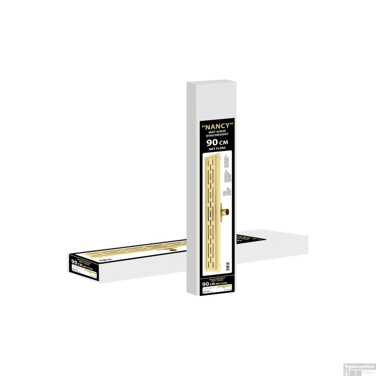 Douchegoot Best Design Nancy Met Flens 90x7x7 Cm RVS Mat Goud - Afbeelding 2