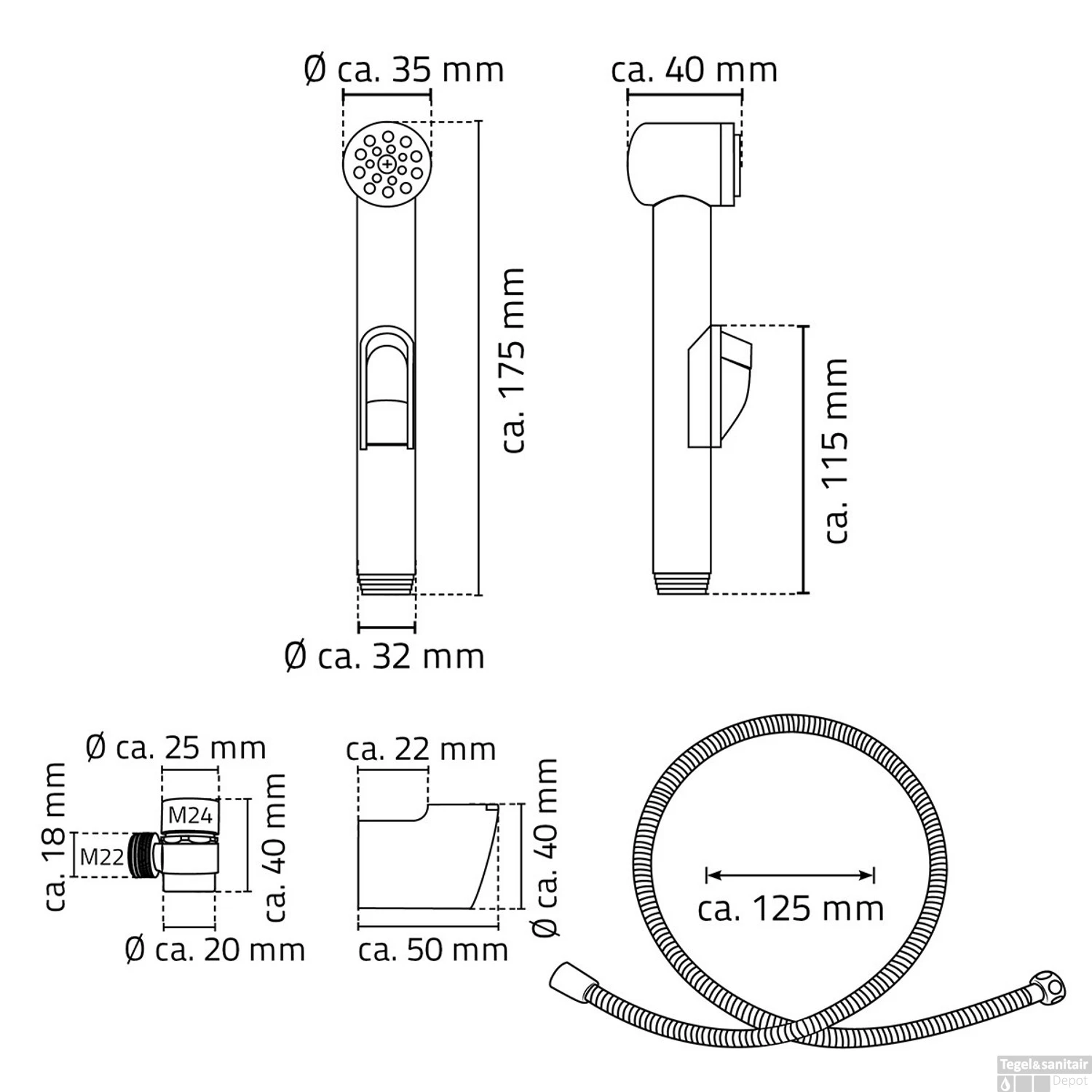 Doucheslang Met Handdouche Voor Wastafelkraan Boss & Wessing Ludo Chroom - Afbeelding 6