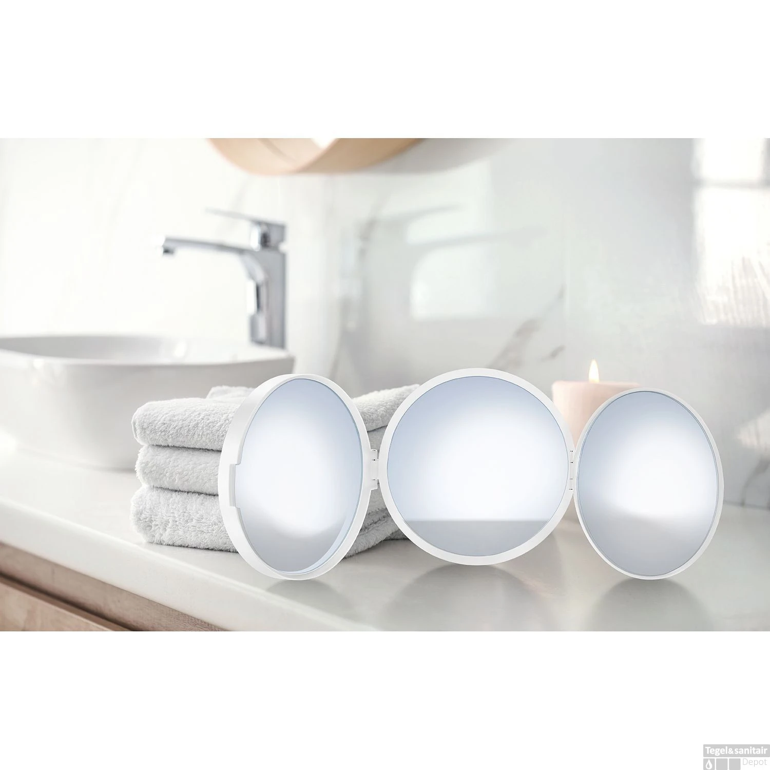 Driezijdige Make-up Spiegel Smedbo Outline Lite 10 Cm Wit