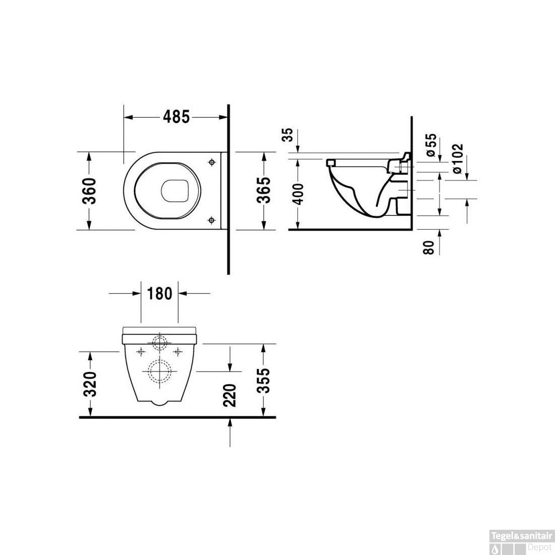 Duravit Starck 3 Wandcloset Compact Diepspoel 36.5x48x35.5 Cm Keramiek Wit 2 Duravit Starck 3 Wandcloset Compact Diepspoel 36.5x48x35.5 Cm Keramiek Wit - Afbeelding 2