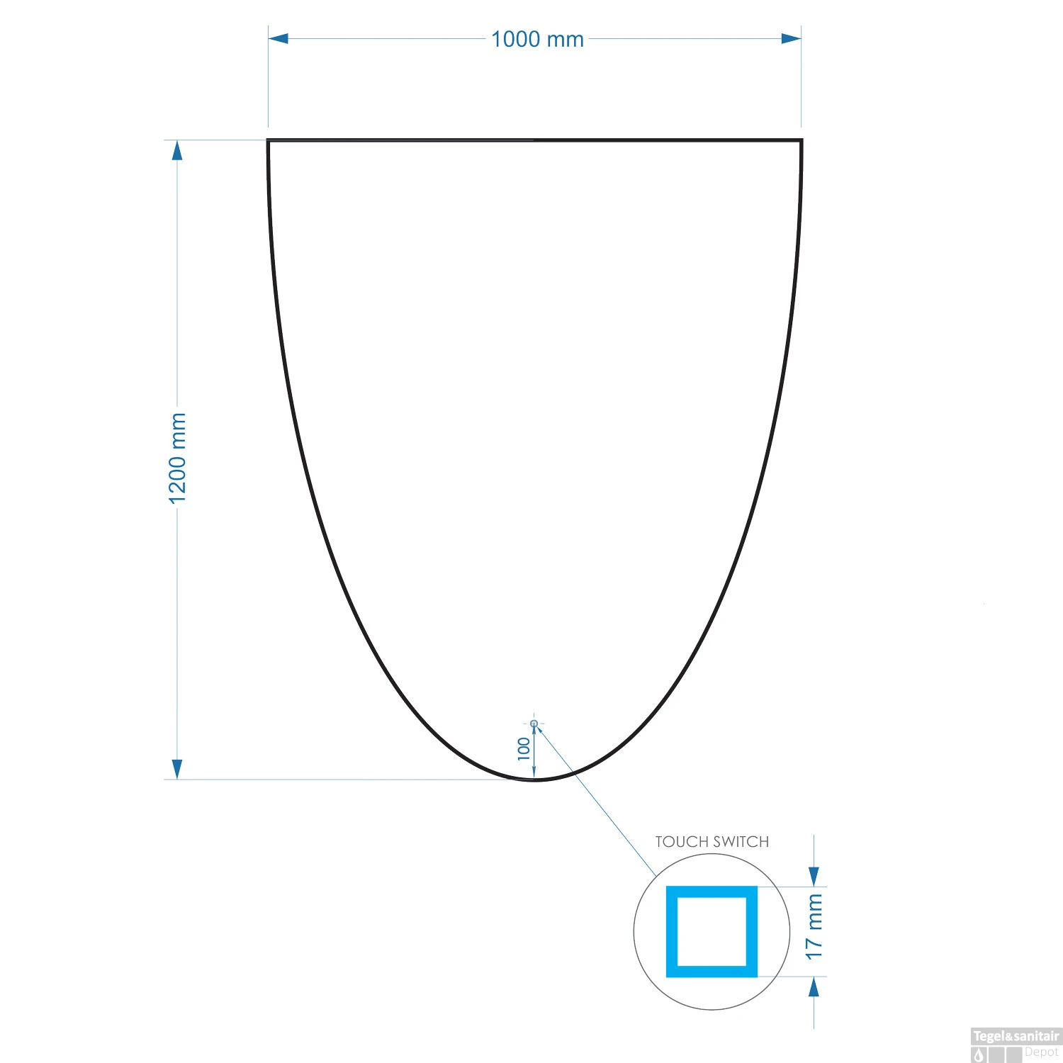 Spiegel Gliss Design Eos 100x120cm Met Ronding Naar Beneden 3 Spiegel Gliss Design Eos 100x120cm Met Ronding Naar Beneden - Afbeelding 3