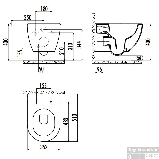 Wandcloset Boss & Wessing Freedom Met Bidet Mat Wit (Excl. Zitting) 2 Wandcloset Boss & Wessing Freedom Met Bidet Mat Wit (Excl. Zitting) - Afbeelding 2
