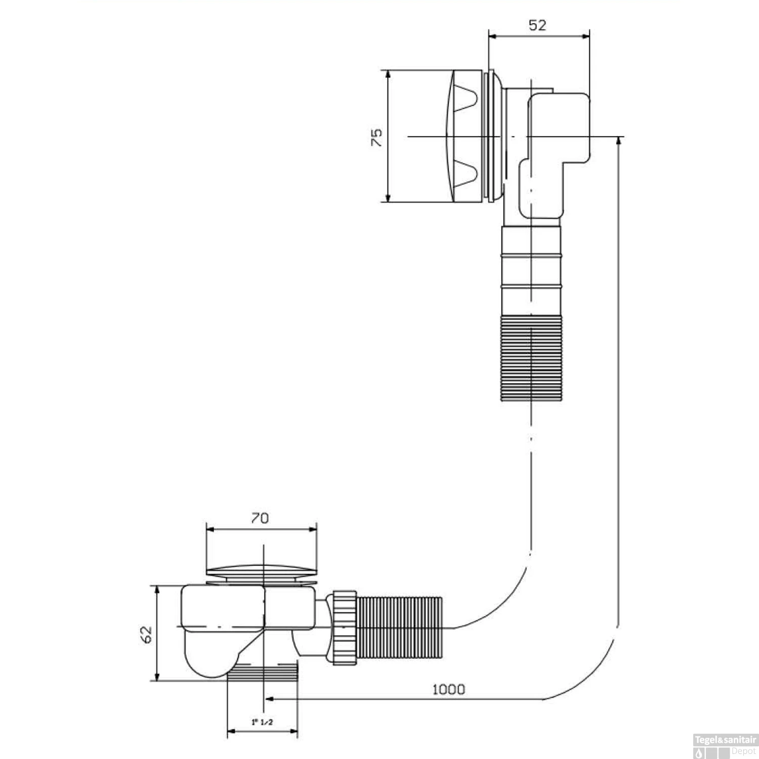 Badoverloop Lagoo Garda Vulcombinatie Met Clickplug En Sifon Messing Geborsteld Goud 2 Badoverloop Lagoo Garda Vulcombinatie Met Clickplug En Sifon Messing Geborsteld Goud - Afbeelding 2